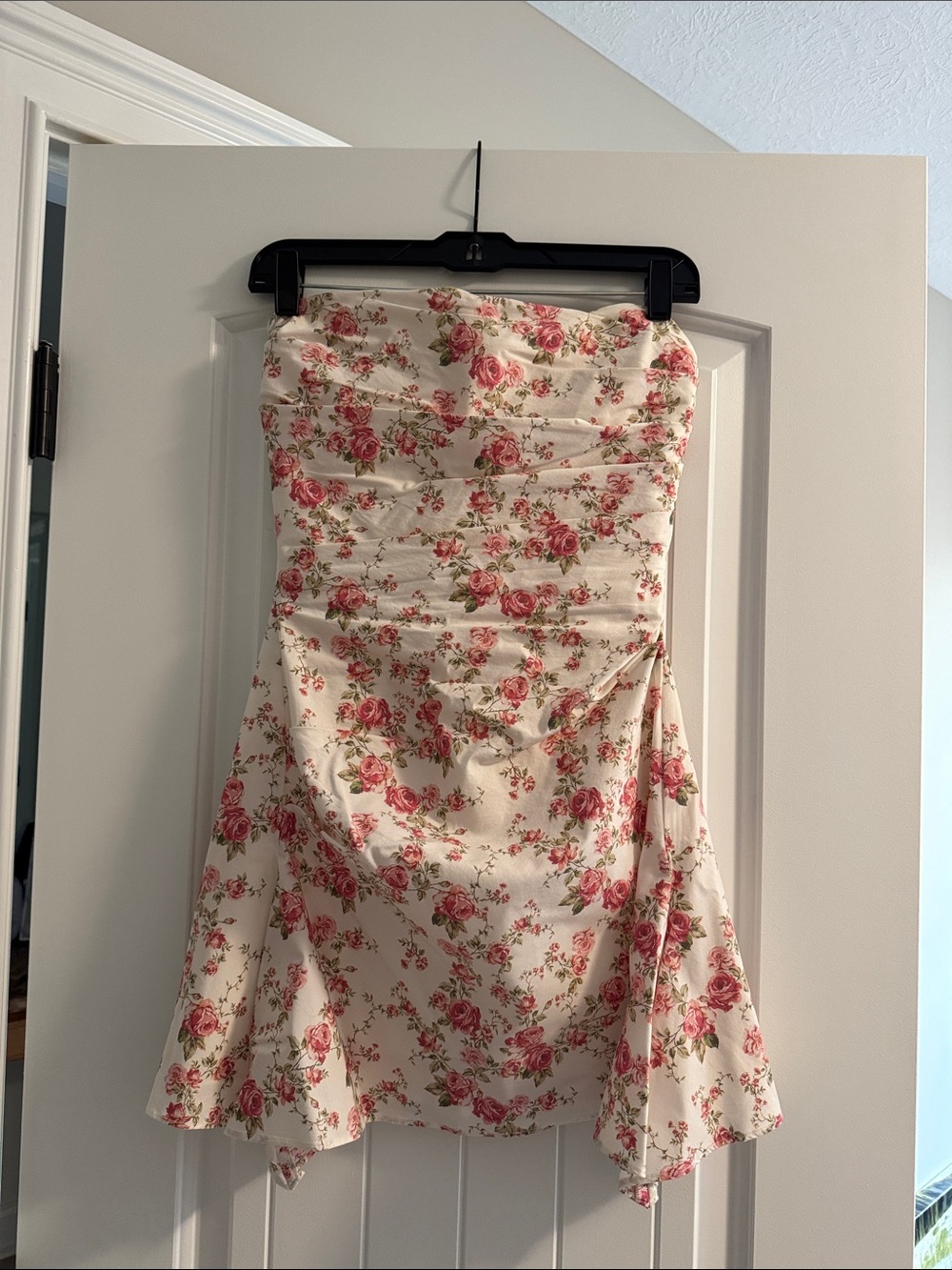 House of CB London Jasmine RoseaPrint Strapless A-Line dress